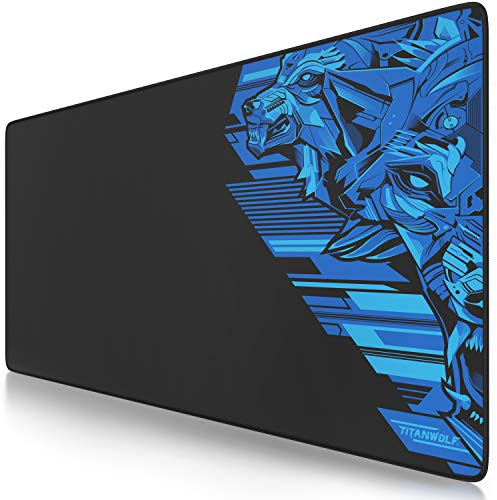 TITANWOLF - XXL Mauspad Gaming Titanwolf 900 x 400mm - XXL Mousepad groß Motiv - Tischunterlage Large Size - verbessert Präzision und Geschwindigkeit - auch für Roccat Razer Logitech Maus und Tastatur