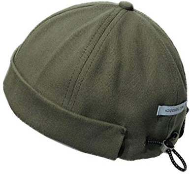 GEGEEN DOMOG Docker cap Brimless Cappello per Uomo Donna Beanie Rolled Cuff Retro Skullcap Miki Hat, Verde, Taglia Unica