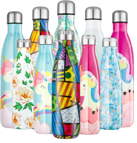 Lalafancy Bouteille d'eau en Acier Inoxydable sans BPA Réutilisable Double Paroi Isolée Sous Vide Gourde Isothermes - Froid 24h ou Chaud 12h - 350ml/500ml/750ml