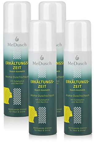 MeDusch Duschschaum Erkältungszeit (200 ml) - Das Erkältungsbad für die Dusche, Made in Germany - Erkältungsdusche mit Menthol und Eukalyptusöl - Natürlich und Nachhaltig (200 ml (4er Pack))