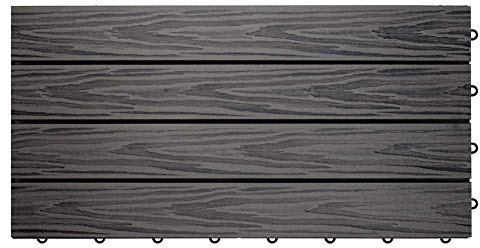 euroharry 17 Stück WPC Fliesen Balkonfliesen Terrasse 30x60cm Kunststoff Holzfliesen DIY Balkon Garten Klickfliesen