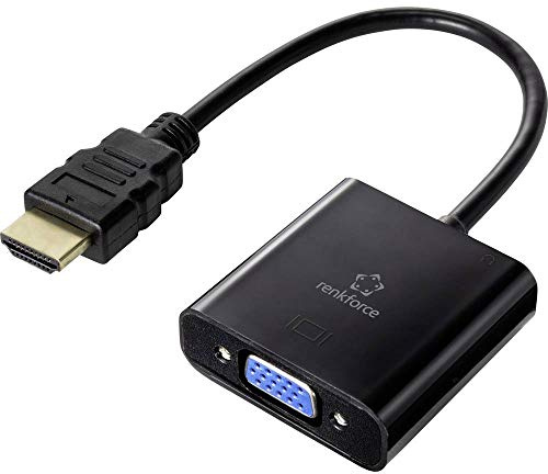 Renkforce Câble Adaptateur HDMI/VGA Fiche mâle HDMI-A, Prise Femelle VGA 15 pôles 0.15 m Noir RF-4531578 Blindage dou