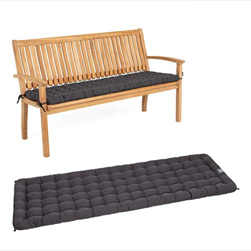 HAVE A SEAT Luxury - Sitzpolster für Gartenbank, Bequeme Gartenbankauflage - orthopädisch, wetterfest, waschbar bis 95° C - Made in Germany (100x48 cm, Grau/Anthrazit)