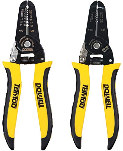 DOWELL Pinza Spelafili 10-22AWG+22-30AWG Multifunzione - Strumento Manuale per Elettricista (2 Pezzi)
