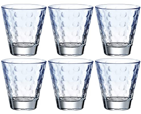 Leonardo Optic Trink-Gläser 6er Set, spülmaschinenfeste Wasser-Gläser, bunte Trink-Becher aus Glas, Getränke-Set, hellblau, 215 ml, 025894