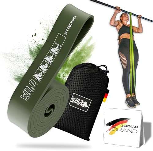 Wild Instincts Premium Widerstandsbänder Krafttraining/Pull Up Band für Klimmzüge, Fitnessbänder Set/Resistance Bands Set/Gummiband Sport für Crossfit & Stretching +Tasche +Trainings App