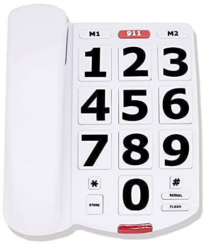 Big Button Amplified Corded Phone for Elderly & Seniors - Extra Loud Ringer, Home Landline Telephone for Hearing Impaired