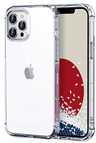 ONES Cover Trasparente per iPhone 12 Pro Max ·『 Airbag Antiurto 』 『 Risonanza Altoparlante 』 〔 Protezione Militare Fotocamera Schermo 〕〔 Antiscivolo〕〔Foro Cinturino〕· Sottile Morbido Silicone Custodia
