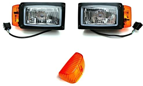 MelTruck 2x H4 Scheinwerfer mit Blinker 12V Radlader Schlepper Baumaschinen Schneeraumer und Lampenschirm