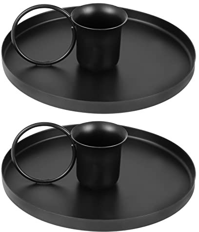 Smilcloud 2Pcs Iron Candlestick Holder, Metal Taper Candle Holder Single Head Candlestick Holder Stand Retro Chamberstick Holder for Halloween Valentine Christmas Wedding Party