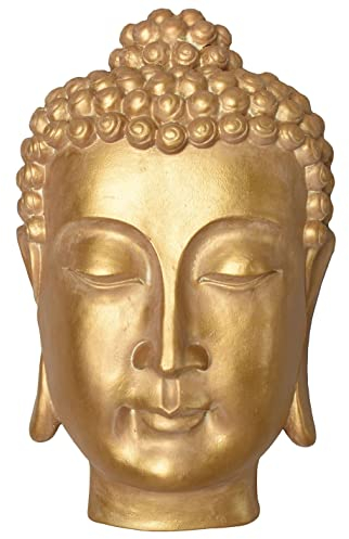 Buddha Kopf Wandfigur Gold Wandskulptur Wandkopf Wandbuddha Skulptur Kunststein Wand cw619 Palazzo Exklusiv