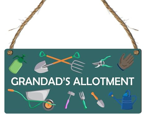 Personalised Wooden or Acrylic Allotment Hanging Garden Sign with Grandad's, Dad's, or Mum's Name - Gift for Father's Day or Birthday Plaque (PERSONALISED MDF WOOD)