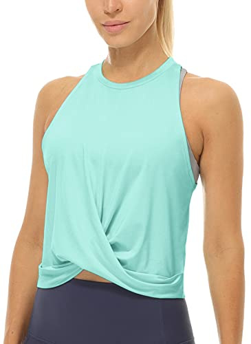 icyzone Damen Sport Tank Top Racerback Yoga Fitness Crop Top Ärmelloses Gym Shirt Oberteile