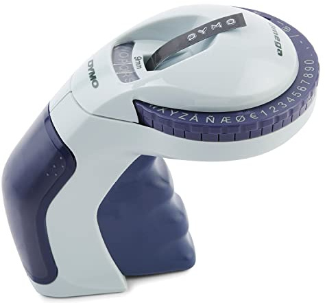 DYMO Étiqueteuse à embosser avec 3 rubans d'étiquettes | Kit de démarrage pour étiqueteuse Omega | Petit, design ergonomique avec molette à clic | pour la maison, le bricolage et les travaux manuels