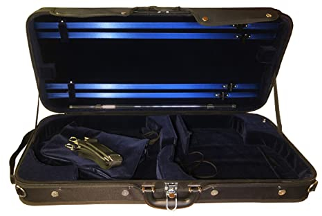 mezzo-forte Doppeletui Geige + Bratsche für Violine 4/4, Viola 4/4 (bis 43 cm) - Schwarz/Dunkelblau - Cordura - Violinen- und Bratschenkoffer
