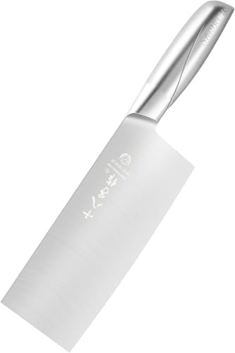 SHI BA ZI ZUO Mannaia Cinese,Coltello da Cucina (Argento-SL1703-B)