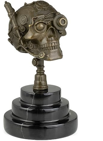 Moritz Bronzefigur Steampunk Totenkopf Schädel Höhe 18,5 cm 1,85 kg Skulptur Statue Antik-Stil historisch Dekoration Vintage