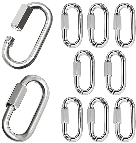 10 PCS Screw Quick Link Metal Carabiner Chain Connectors Heavy Duty D Shape Locking Clips for Outdoor Camping Climbing Fishing Hiking Traveling Accessories (M3.5)
