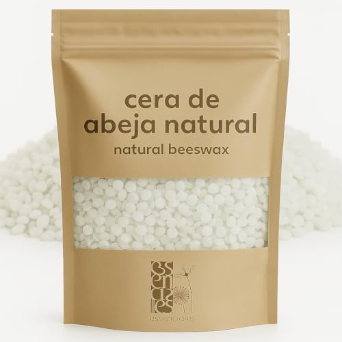 Perlas de Cera de Abeja Natural 100% Pura en formato Perlas - 250 gramos Essenciales - Ideal para cosméticos, velas, cremas, ungüentos, jabones, hules y abrillantadores de madera
