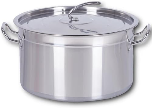 HOOZ Gastronomie Kochtopf Suppentopf - 30 bis 100 Liter Edelstahl Kochtöpfe - ideal geeignet für alle Herdarten & große Küchen - Gastro Topfset (25 L)