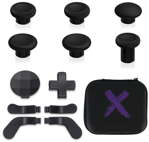 eXtremeRate Joysticks avec D-Pad Bouton Palettes Métal pour Xbox Elite/Series 2 Core Manette, Bouton de Remplacement pour Xbox Elite Series 2, 12 en 1 Noir et Noir