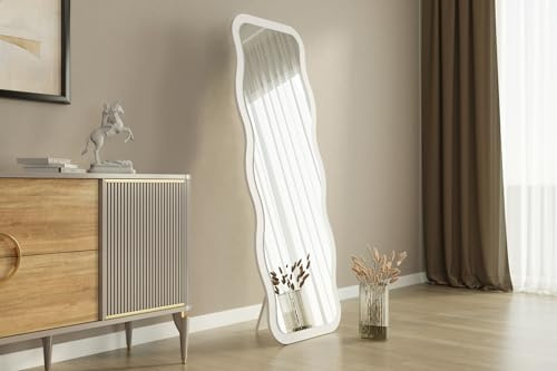 moebel17 Arol Standspiegel Spiegel Wandspiegel Badspiegel Flurspiegel Kosmetikspiegel, Holzwerkstoff,wellig, modern, 160 x 50 x 2,2 cm OS (Weiß)