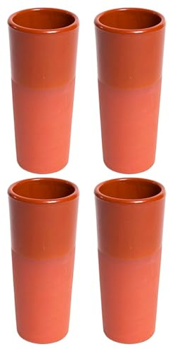Acan Tradineur - Confezione da 4 bicchieri per tubi di fango, design tradizionale e artigianale, ideali per servire vino, liquori per celebrazioni e feste, colore marrone, Ø 7 x 16 cm, 330 ml