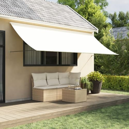 LAPOOH Markise Creme 400x150 cm Stoff und Stahl, Sichtschutz Terrasse, Windschutz Balkon, Vertikalmarkise, Balkon Seitensichtschutz, Balkon Sonnenschutz - 368763