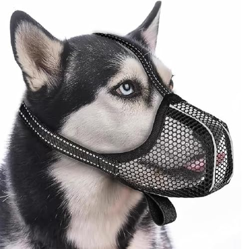 LHOEST Maulkorb für Hunde Weich Netzmaulkorb Hund Maulkorb für Kleine Hunde Große Mittlere Maulkörbe Reflektierend Netz Maulkorb Hund Weicher Verstellbare Maulkörbe Verhindert Beißen Bellen Kauen