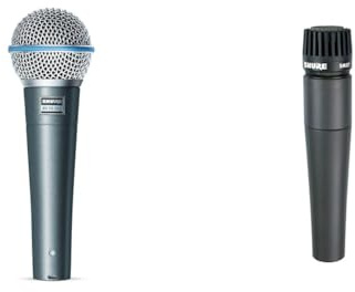 Shure Beta 58A Micrófono Vocal dinámico supercardioide de un Solo Elemento para Escenario y Estudio & SM57 Micrófono de Instrumento dinámico cardioide con Soporte de Choque neumático