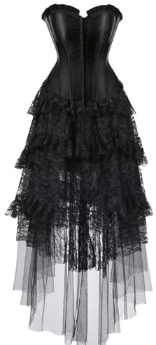 Jutrisujo korsett kleid corsagen bustier damen top schnüren gothic elegant Große Größe günstige braut hochzeit schwarz l