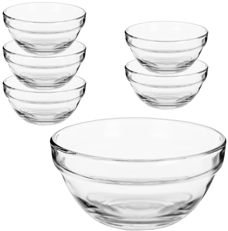 TWO TIGERS Pack 6 Bol de Cristal Redondo. A Elegir en 6, 7,5 y 9 cm. Cuenco Cristal Versátil para Cocina, Ideal para Servir Aperitivos y Postres (7,5 cm)