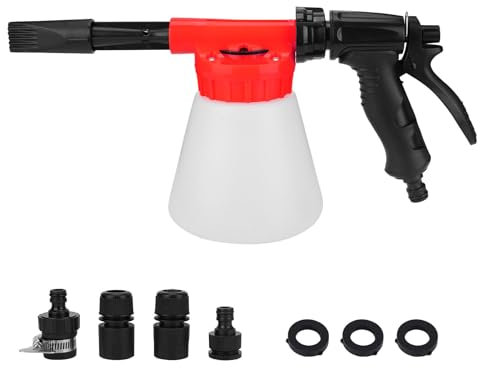 SUNJULY Pistola a schiuma per auto, 900 ml, multifunzione per la pulizia dell'auto, pistola in schiuma professionale, regolabile, per auto e moto, giardini, strumento per il lavaggio del tubo da