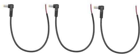 sourcing map 3pcs Replacement 5.5mm x 2.1mm Right Angle 90 Degree DC Power Male Plug Jack to Bare Wire Open End Connector Adapter Pigtail Power Cable Cord for DC Surveillance Camera, 0.25m