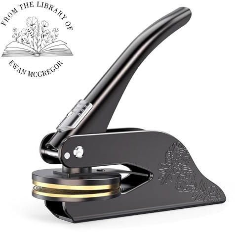 FolHaoth Personalisierter Prägestempel Personalisiert Book embosser Prägestempel mit Eigenem Logo Design Personalisierte Prägezange für Papier Buchstempel für Bibliothek Hochzeitseinladung Notarsiegel