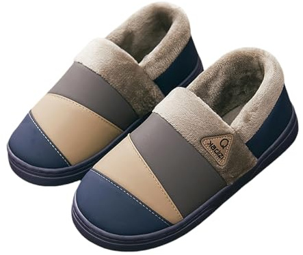 WDXQHY Pantofole Scarpe Invernali In Cotone Impermeabile Da Uomo Per Abbigliamento Esterno, Pantofole Calde E Antiscivolo In Cotone Da Uomo-blu Profondo-48-49