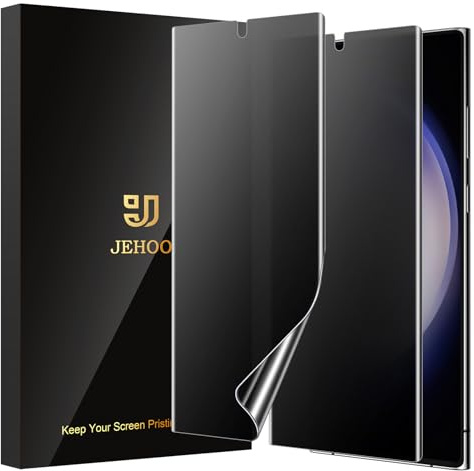 JEHOO 2 Stück für Samsung Galaxy S23 Ultra Sichtschutz Schutzfolie, Kompatibel Fingerabdruck-ID, 3D-Gewölbte, Null Blasen, Anti-Kratzen Weich TPU Privacy Displayschutzfolie