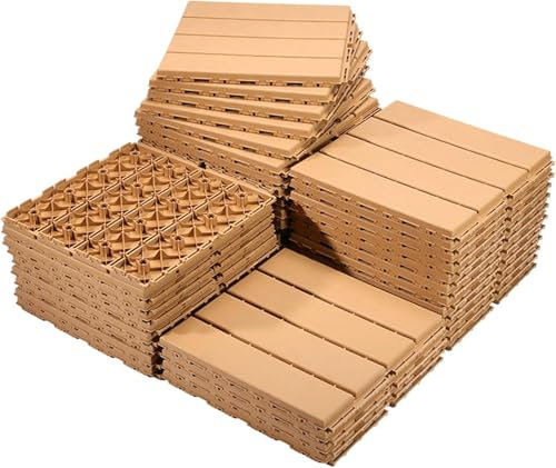 VUIKLCty Piastrelle for terrazza ad Incastro for Esterni Terrazza for Esterni in plastica, Piastrelle for terrazza a Scatto quadrate Fai-da-Te for Patio Giardino Piscina for Esterni for Interni