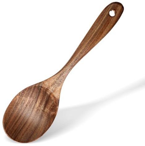 Molain 1Pcs Long Handled Wooden Spoons, 10inch Heavy Duty Large Wooden Spoon Cooking Wooden Spoons Wooden Mixing Spoon for Eating Mixing Stirring, Boiling