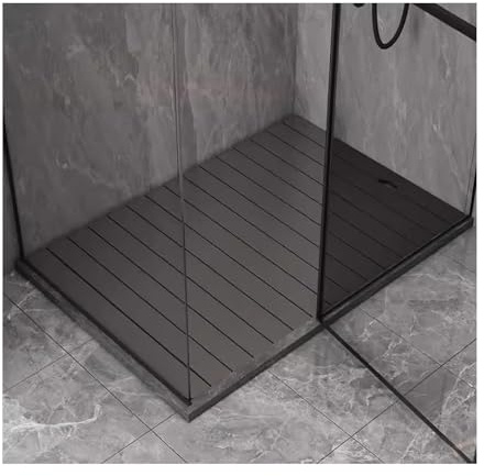 Badematte aus Holz, rutschfeste Holzmatte für Dusche, Badezimmer, Spa, Sauna, Pool, leicht zu reinigen, Innen- und Außenbereich, Bodenmatte, rechteckiges Design (83,8 x 99,1 cm)