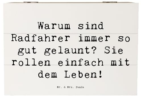 Mr. & Mrs. Panda 22 x 15 cm Holzkiste Spruch Radsport Glück - Geschenk, Fahrradfahren, Energie, Leidenschaft, Bewegung, Pedale, Geschenkbox,