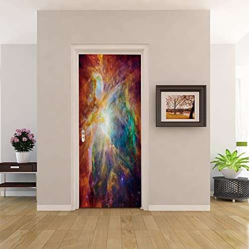 3D Türtapete Türaufkleber Selbstklebend 80x200 Türfolie Poster Fototapete Türbilder Türtattoos Wasserdichte Tür Stickers für Kinderzimmer Wohnzimmer Badezimmer Sternenhimmel