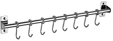 alloneslife Perchero de metal para utensilios de cocina de acero inoxidable, ganchos para colgar en la pared, accesorios de organización de baño
