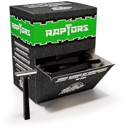 Believa Tattoo Raptors Rasoi usa e getta - 100 pezzi - Nero - Doppio bordo - Rasoi usa e getta per lo studio e la cura del corpo.