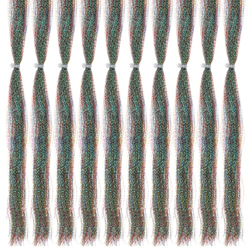 PATIKIL Crystal Flash Filo Da Pesca A Volo, 10 Pezzi Kit Materiale Per Legatura Mosche Lucente Filo Per Mosche Secche Olografico Per Creare Esche Da Pesca, Colore Perlato Colorato