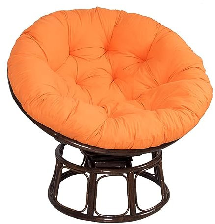 Rundes Stuhlkissen mit dicker Perlen-Baumwollfüllung, abnehmbares Schaukelkissen für Rattan-Eierstuhl, rutschfeste Bänder, für drinnen und draußen, 80 cm, Orange