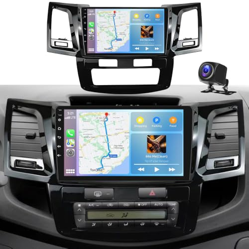 9 Inch Android 13 Car Stereo for Toyota Hilux 2005-2014 Double Din Car Radio with Wired Wireless Carplay Android Auto Touchscreen Bluetooth GPS FM RDS WiFi SWC 2G+32G