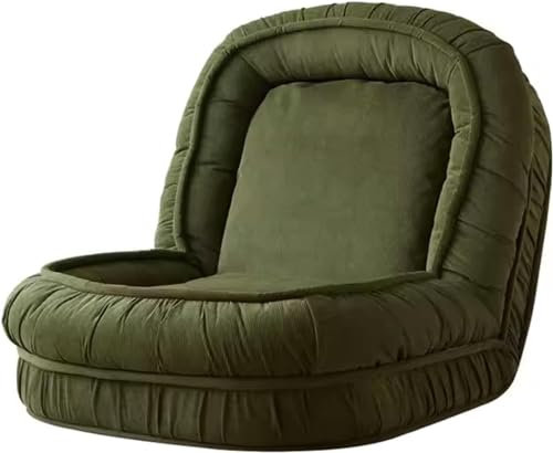 Verstellbarer Bodenstuhl mit Rückenlehne, 14 Winkel, Loungesessel für Schlafzimmer, faules Sofa mit Premium-Kordsamt-Bezug, waschbar, Gelb/Khaki, bequeme Sitzlösung