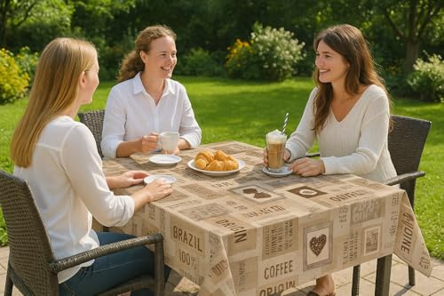 texpot Vaxduk 140 x 340 cm tvättbar Arabica bordsduk trädgårdsfilt