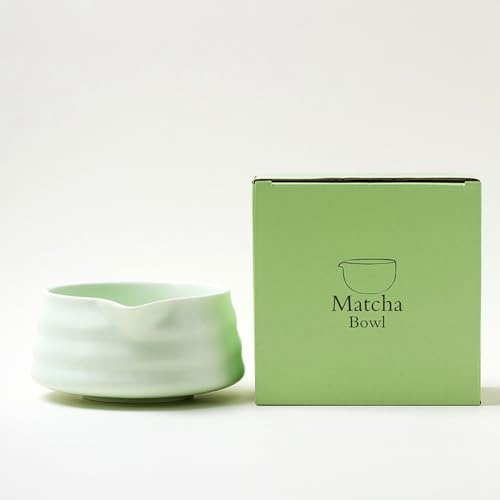 YlobdolY traditionelle, handgefertigte Keramik-Matcha-Schüssel mit Ausgießer, massives glasiertes Porzellan, japanische Tee-Rührschüssel, Geschenkbox